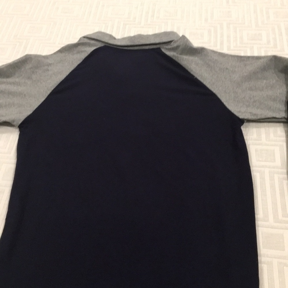 Boys long sleeve navy and gray polo shirt - Picture 3 of 4